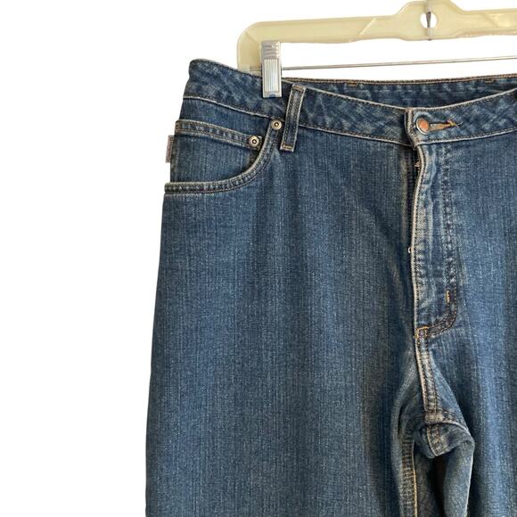 Carhartt Relaxed Fit Dark Wash Flannel Lined Straight Cut Mid Rise Jeans Size 16 - Picture 10 of 16